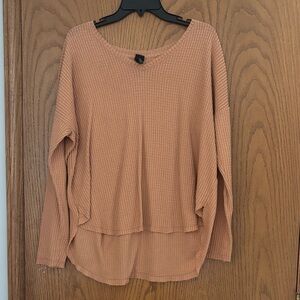 Wild Fable Long Sleeve Waffle Knit Top - Warm Orange